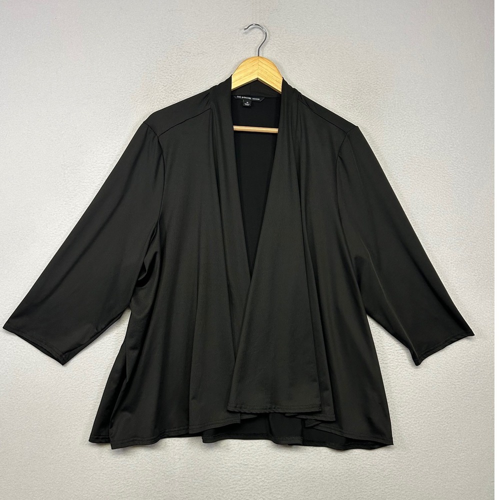 Minimalist Professional Zac & Rachel Woman 1X Black Open Front Draped Cardigan